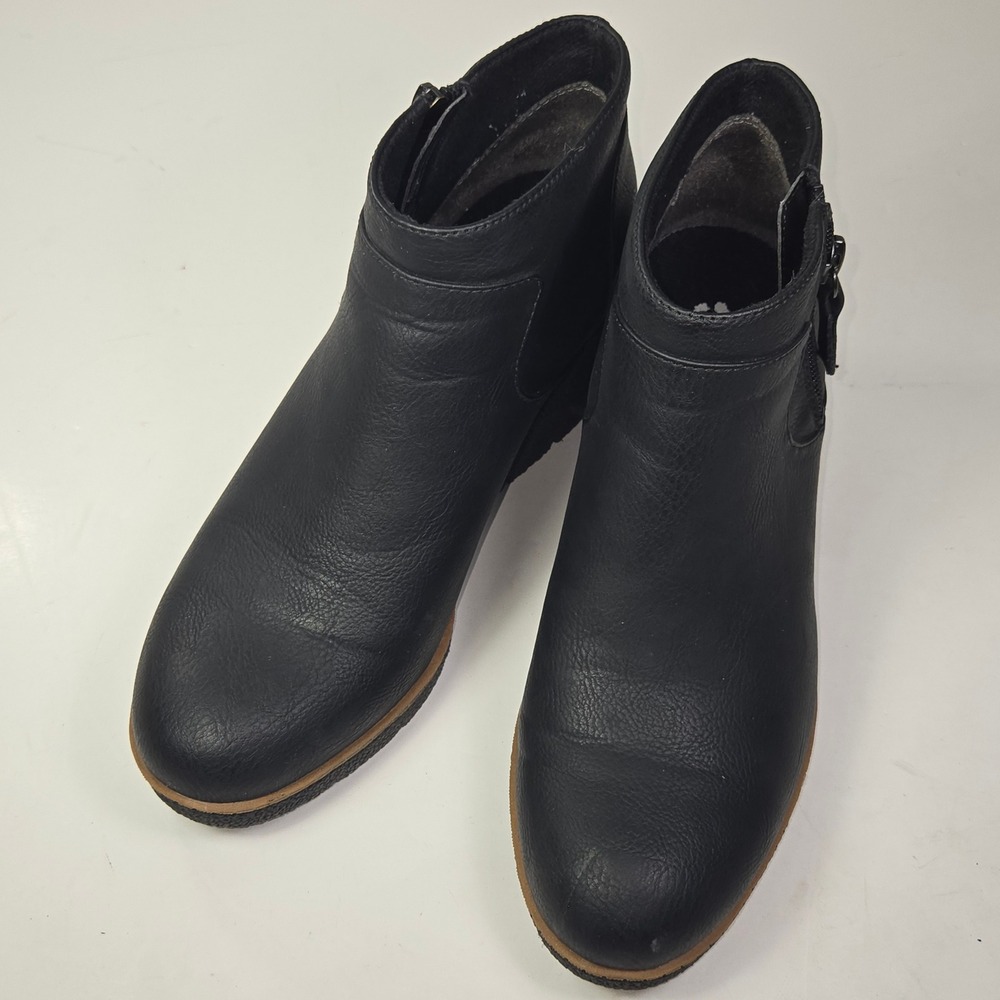 Dr. Scholl's Been There Black Wedge Ankle Boots Side Zip Womens 7M Booties